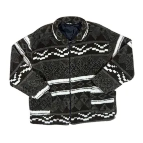 Vintage Crazy Fairisle Winter Patterned Lightly Padded Zip Fleece Sweatshirt Jacket