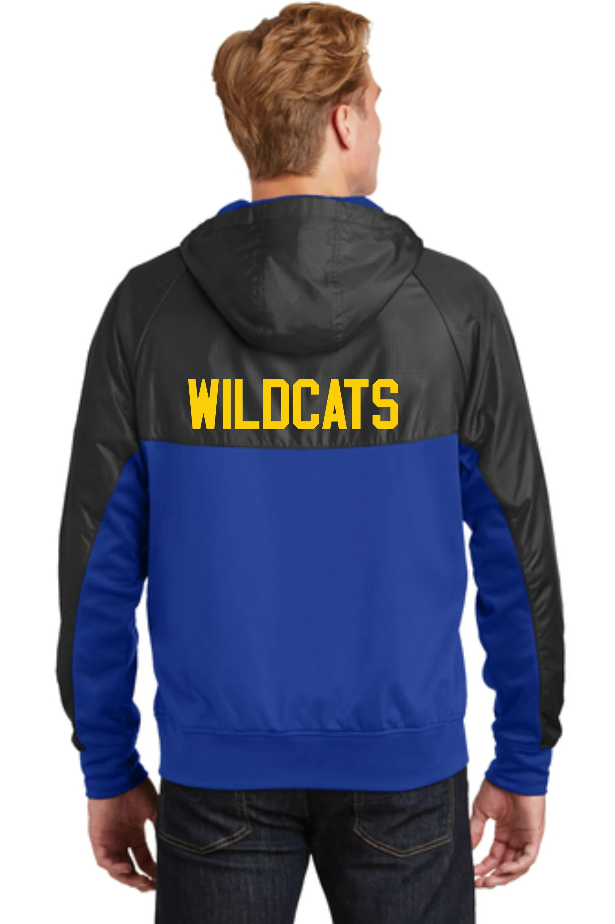 Wildcat Swim Club Sport-Tek® Embossed Hybrid Full-Zip Hooded Jacket
