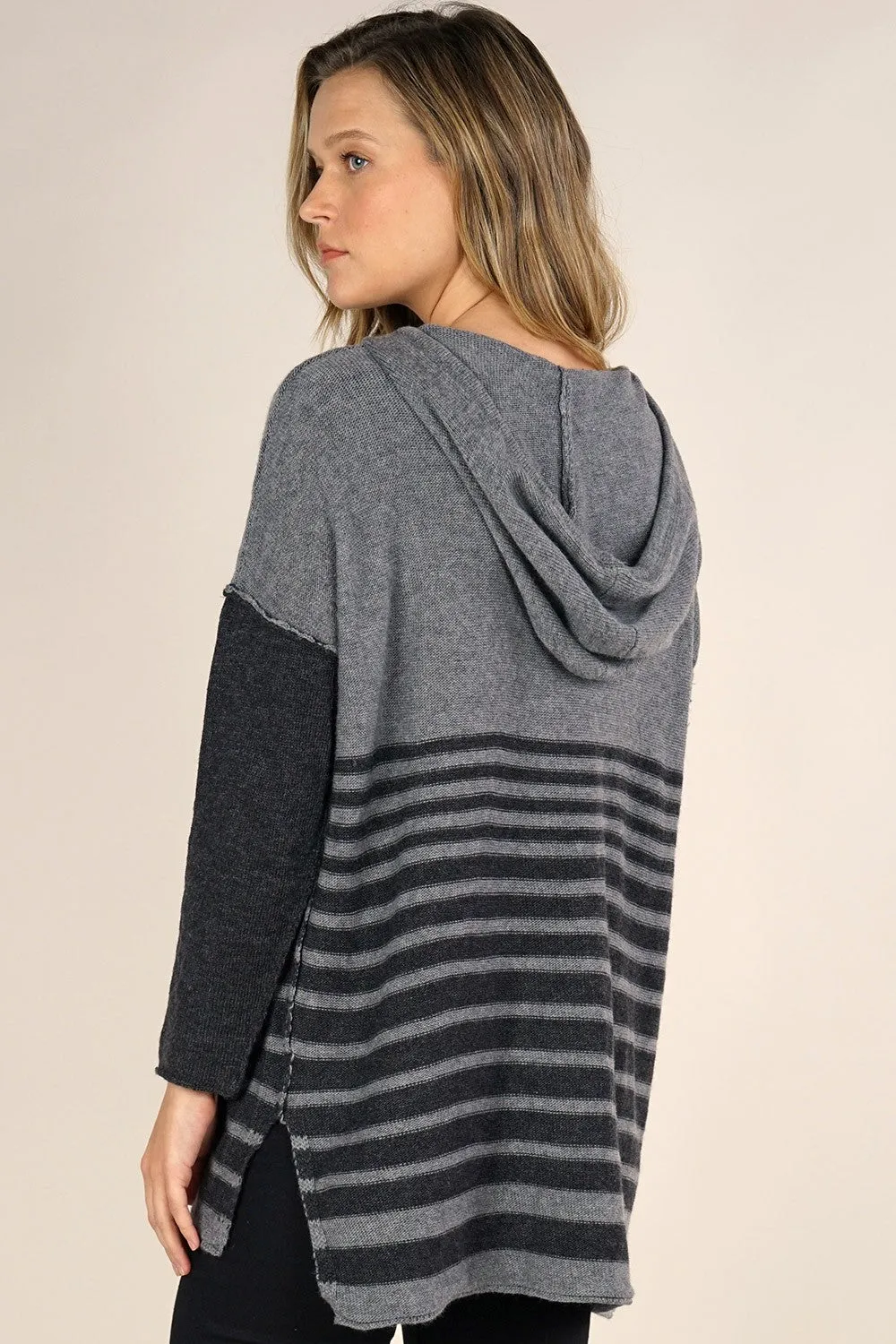 Wool Blend Striped Pullover Hoodie